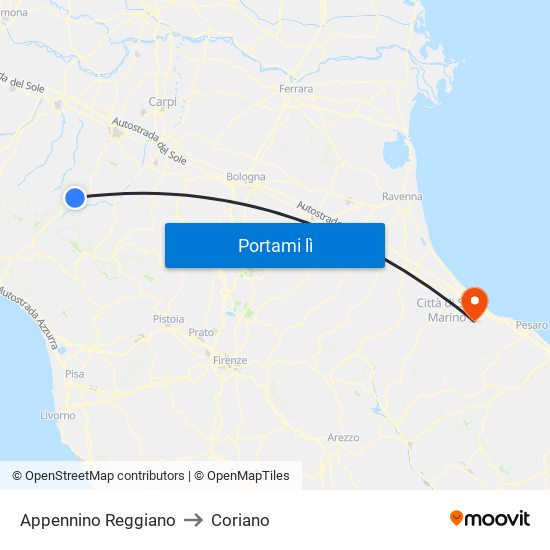 Appennino Reggiano to Coriano map