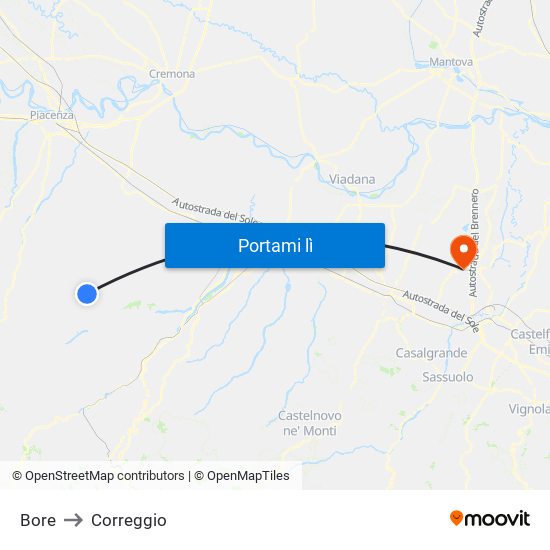 Bore to Correggio map