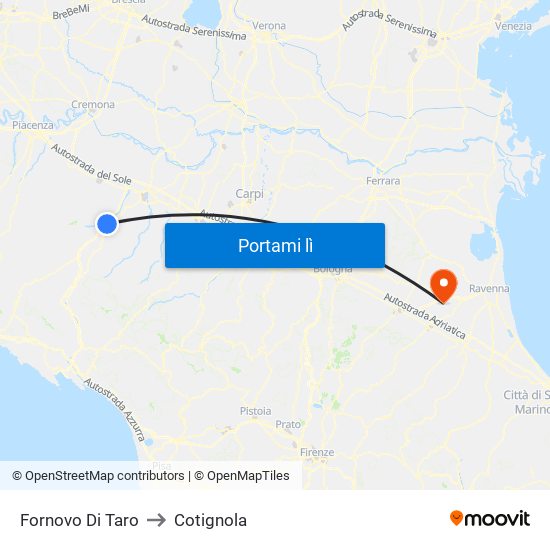 Fornovo Di Taro to Cotignola map