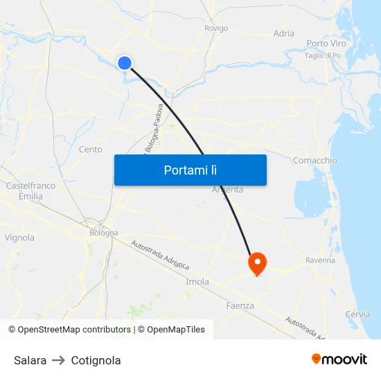Salara to Cotignola map