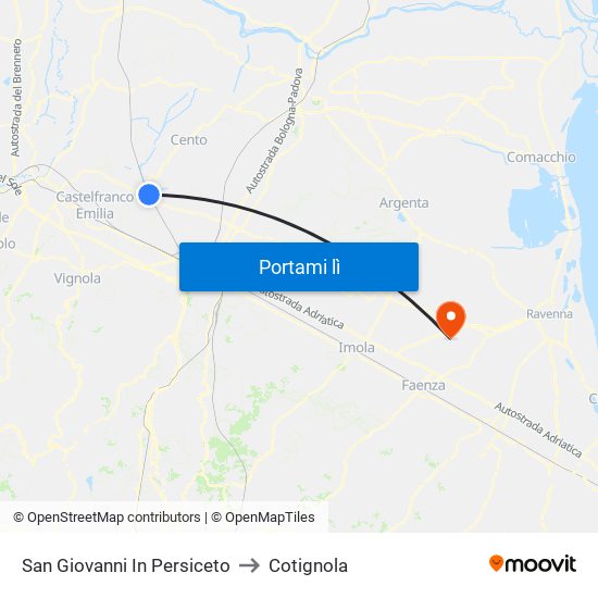 San Giovanni In Persiceto to Cotignola map