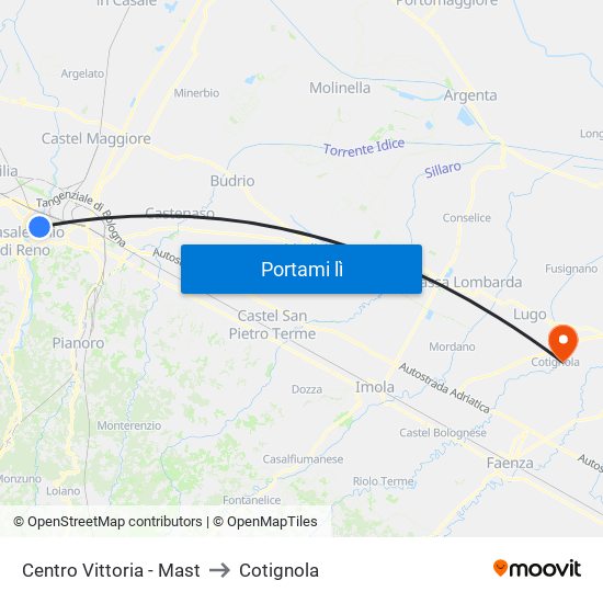 Centro Vittoria - Mast to Cotignola map