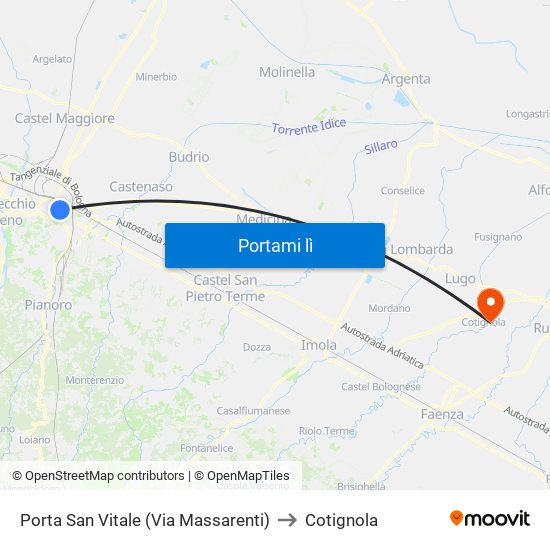 Porta San Vitale (Via Massarenti) to Cotignola map