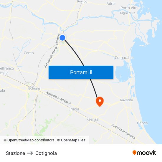 Stazione to Cotignola map