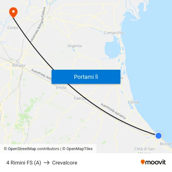 4 Rimini FS (A) to Crevalcore map