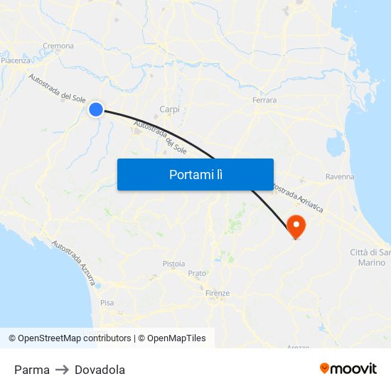 Parma to Dovadola map