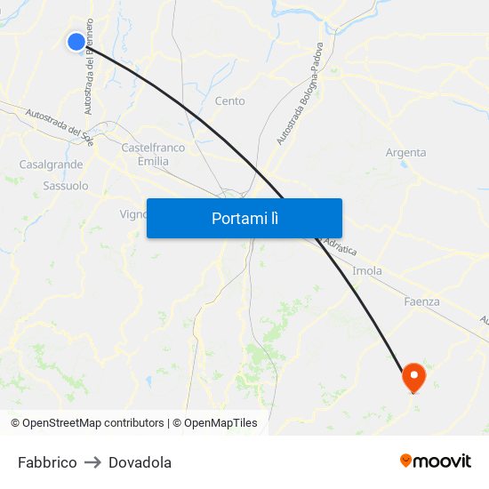 Fabbrico to Dovadola map