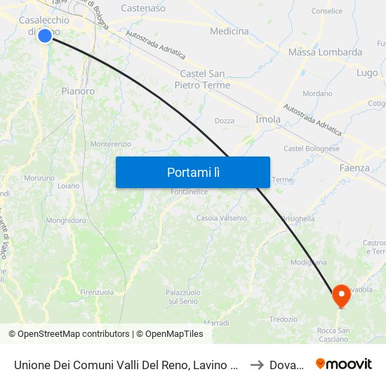 Unione Dei Comuni Valli Del Reno, Lavino E Samoggia to Dovadola map