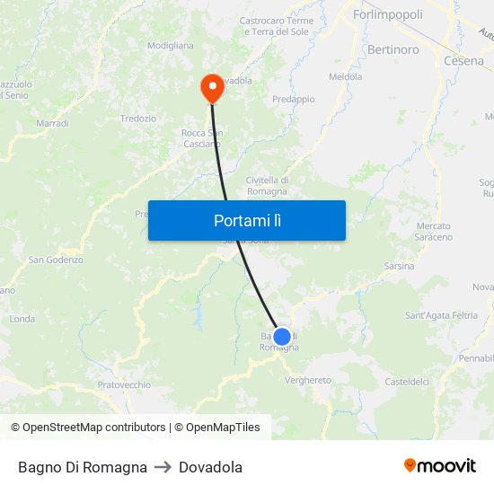 Bagno Di Romagna to Dovadola map