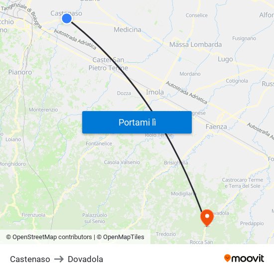 Castenaso to Dovadola map