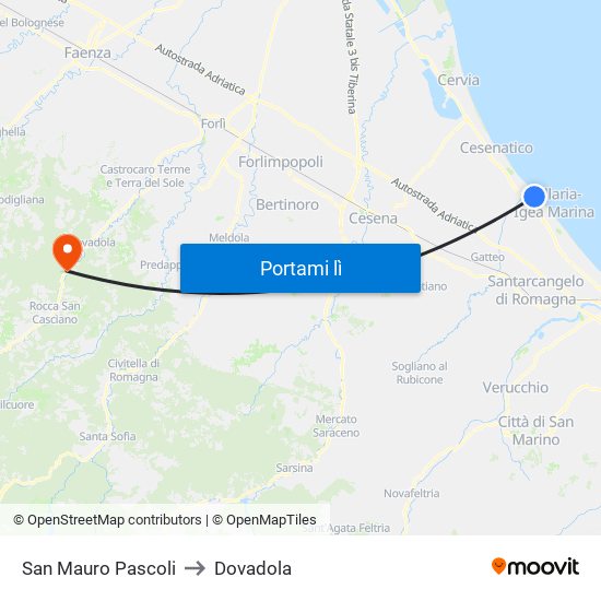 San Mauro Pascoli to Dovadola map