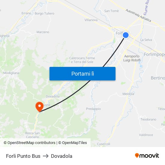 Forli Punto Bus to Dovadola map