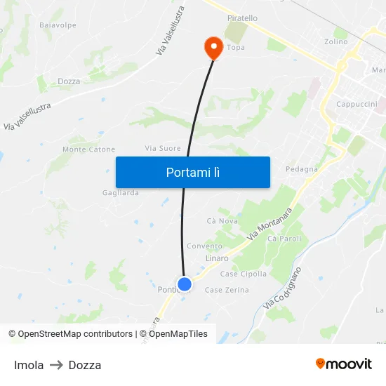 Imola to Dozza map