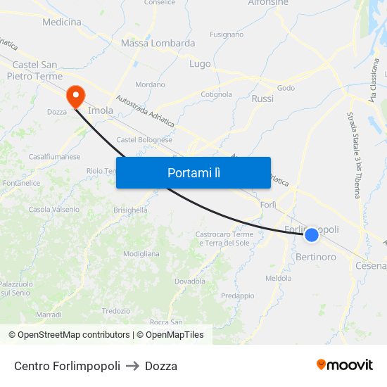 Centro Forlimpopoli to Dozza map