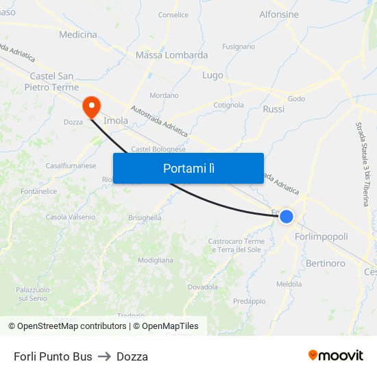 Forli Punto Bus to Dozza map