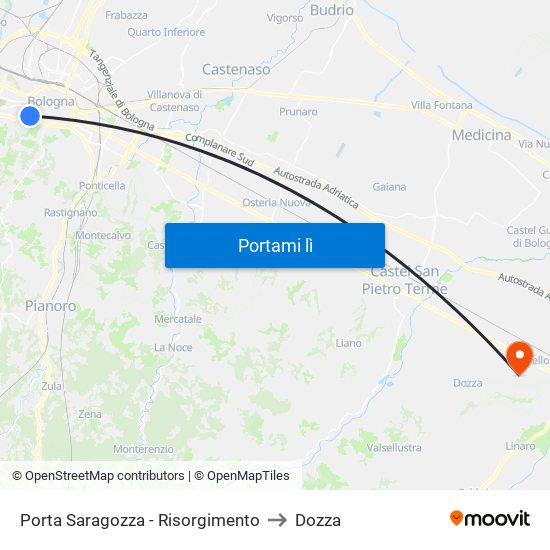 Porta Saragozza - Risorgimento to Dozza map