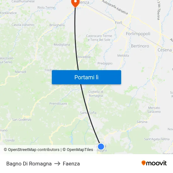 Bagno Di Romagna to Faenza map