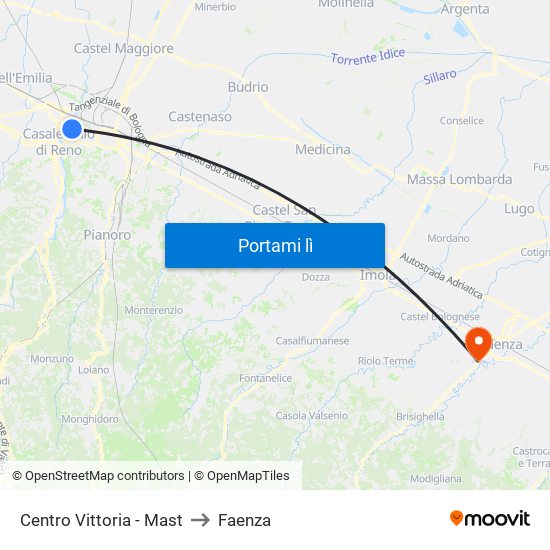 Centro Vittoria - Mast to Faenza map