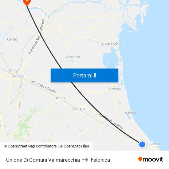 Unione Di Comuni Valmarecchia to Felonica map