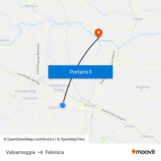 Valsamoggia to Felonica map