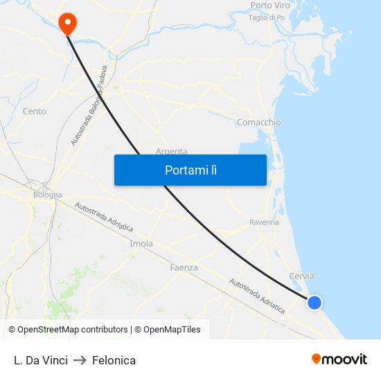 L. Da Vinci to Felonica map