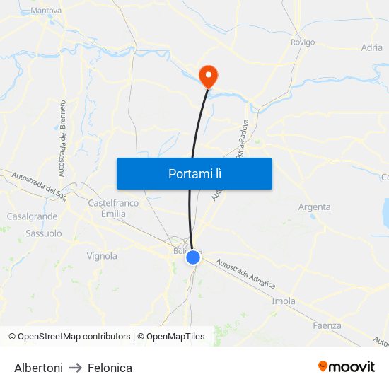 Albertoni to Felonica map
