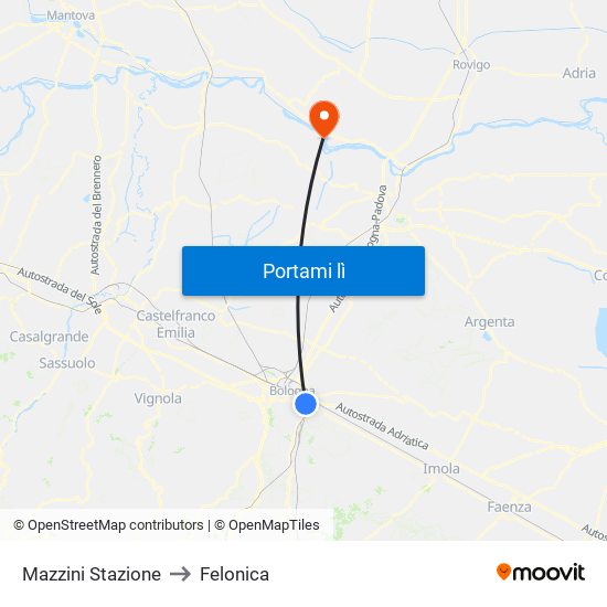 Mazzini Stazione to Felonica map