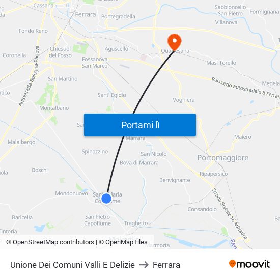 Unione Dei Comuni Valli E Delizie to Ferrara map