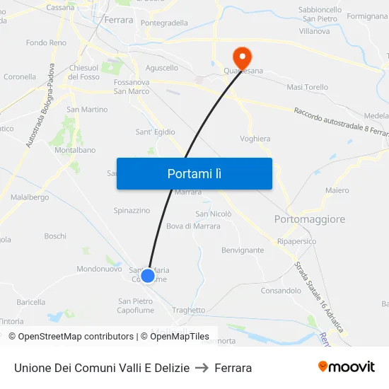 Unione Dei Comuni Valli E Delizie to Ferrara map