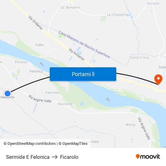 Sermide E Felonica to Ficarolo map