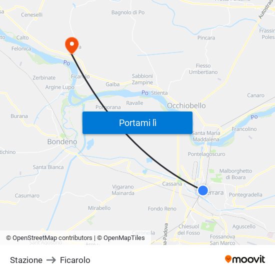 Stazione to Ficarolo map