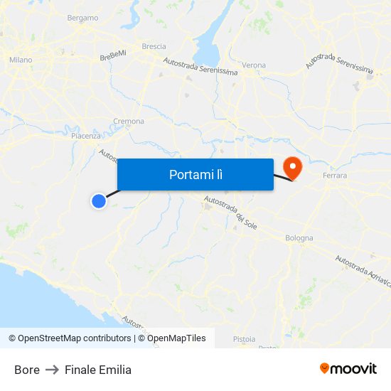Bore to Finale Emilia map