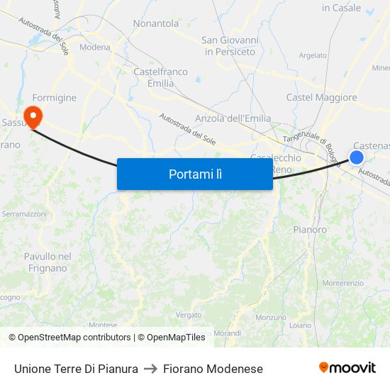 Unione Terre Di Pianura to Fiorano Modenese map