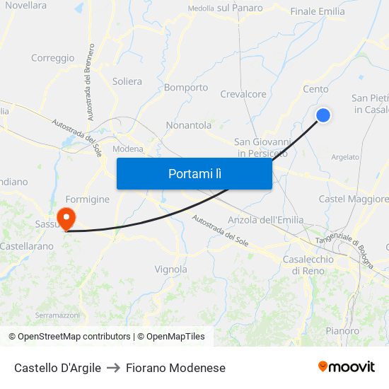 Castello D'Argile to Fiorano Modenese map