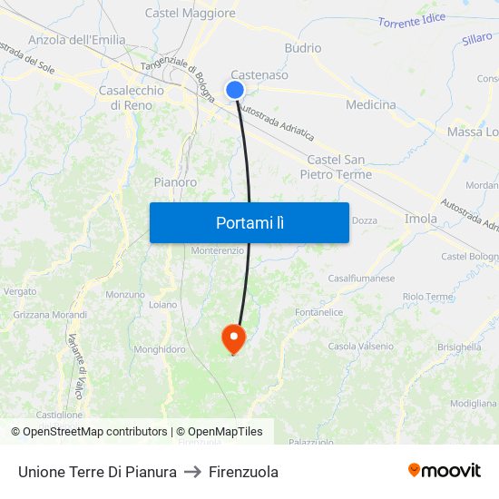 Unione Terre Di Pianura to Firenzuola map