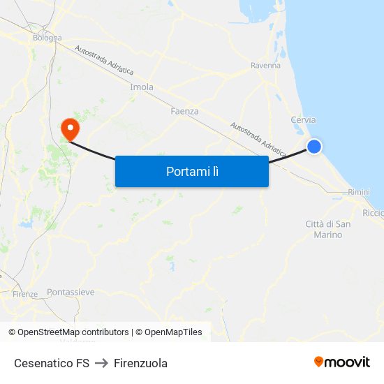 Cesenatico FS to Firenzuola map