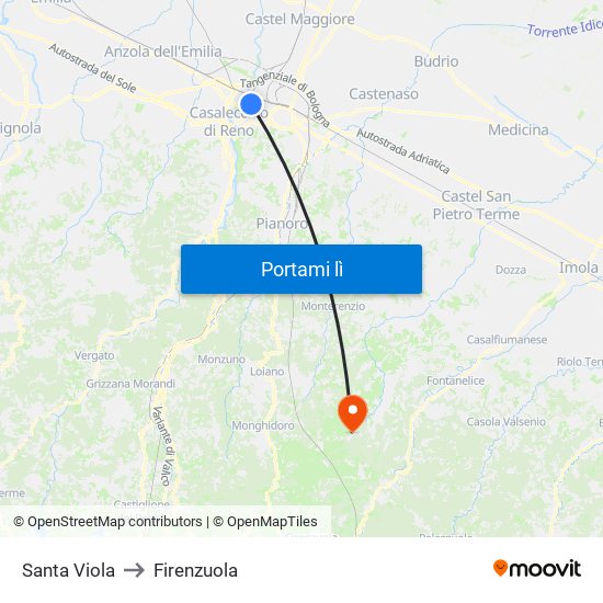 Santa Viola to Firenzuola map