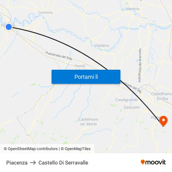 Piacenza to Castello Di Serravalle map