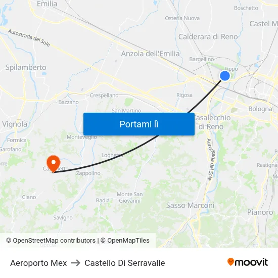 Aeroporto Mex to Castello Di Serravalle map