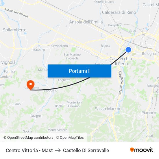 Centro Vittoria - Mast to Castello Di Serravalle map