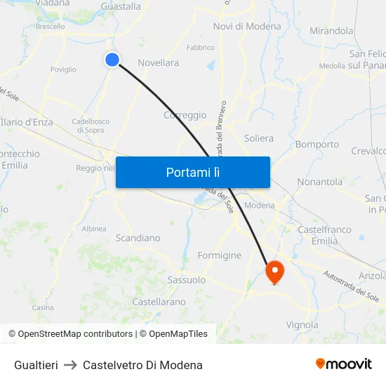 Gualtieri to Castelvetro Di Modena map