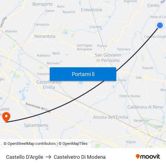 Castello D'Argile to Castelvetro Di Modena map