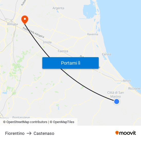 Fiorentino to Castenaso map