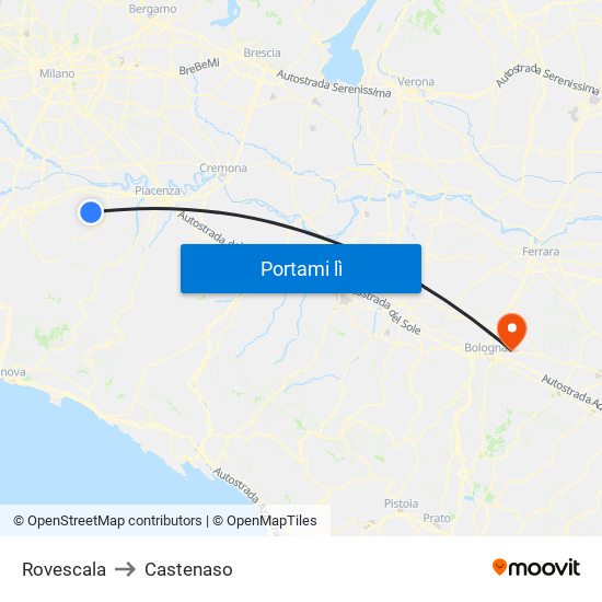 Rovescala to Castenaso map