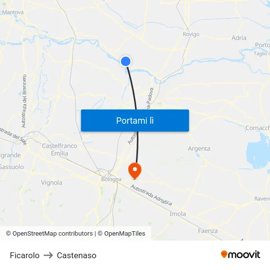 Ficarolo to Castenaso map