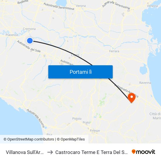 Villanova Sull'Arda to Castrocaro Terme E Terra Del Sole map