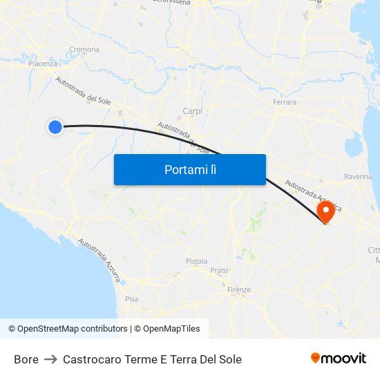 Bore to Castrocaro Terme E Terra Del Sole map