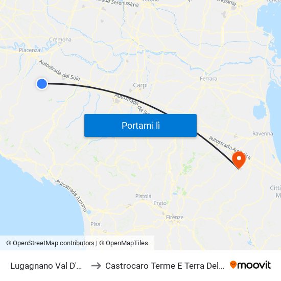 Lugagnano Val D'Arda to Castrocaro Terme E Terra Del Sole map