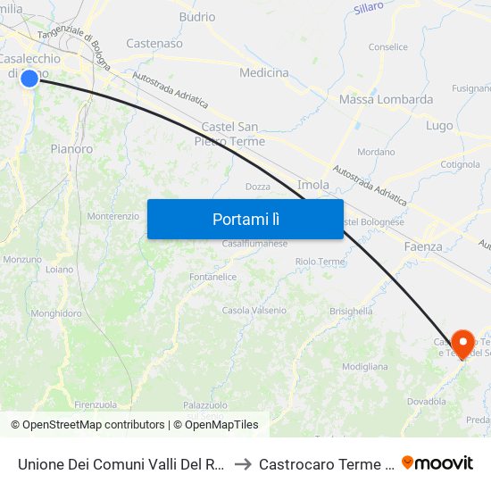 Unione Dei Comuni Valli Del Reno, Lavino E Samoggia to Castrocaro Terme E Terra Del Sole map