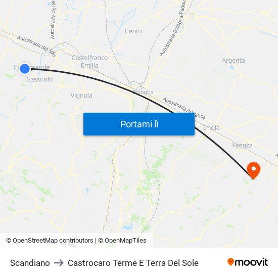 Scandiano to Castrocaro Terme E Terra Del Sole map